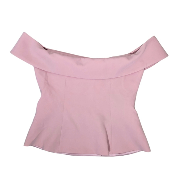 Meshki Krista Strapless Suiting Top Pink Off Shoulder Double Breasted Peplum - Picture 6 of 10